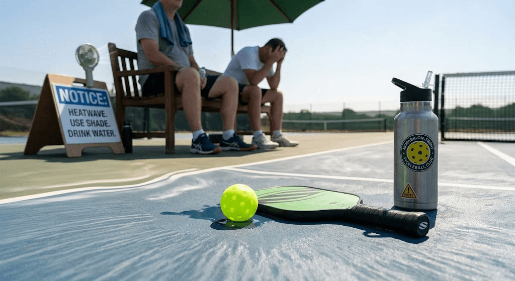 Pickleball court safety during a summer heatwave